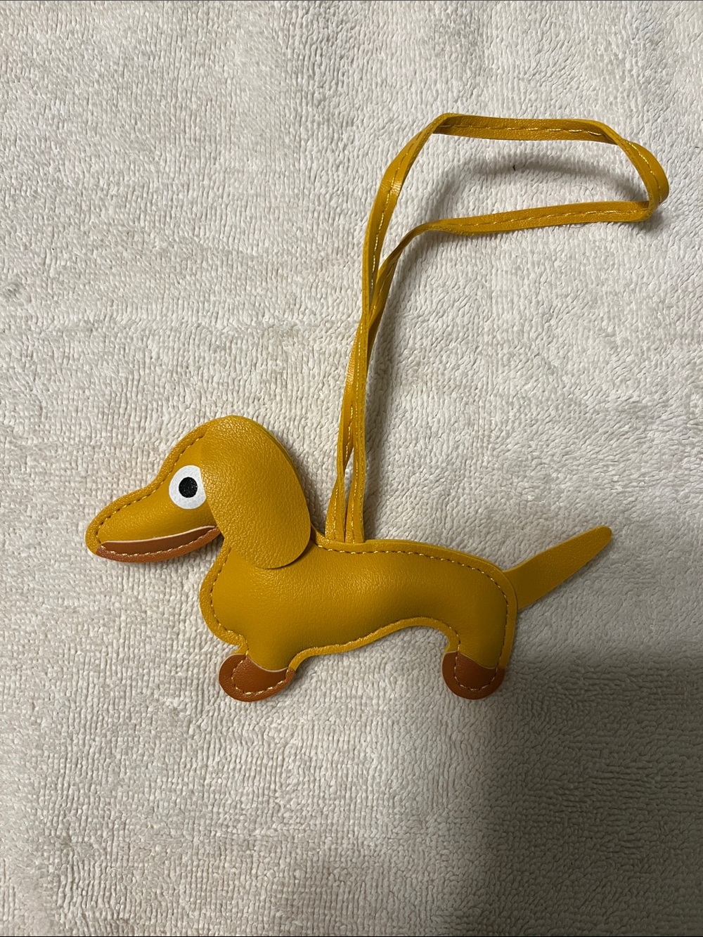 New Yellow Dachshund Faux Leather Bag Purse Charm